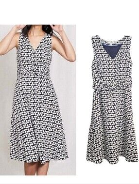 Boden Lois Clover Linen Cotton Fit and Flare Dress LONG LENGTH